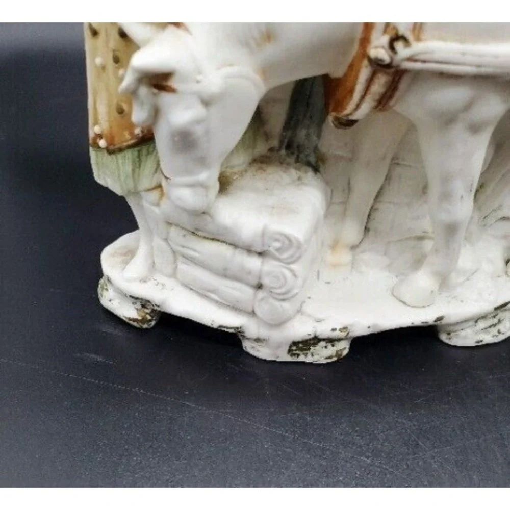 Antique‎ Pair German Grafental Bisque Porcelain Figurine Vase Horse People 6.5